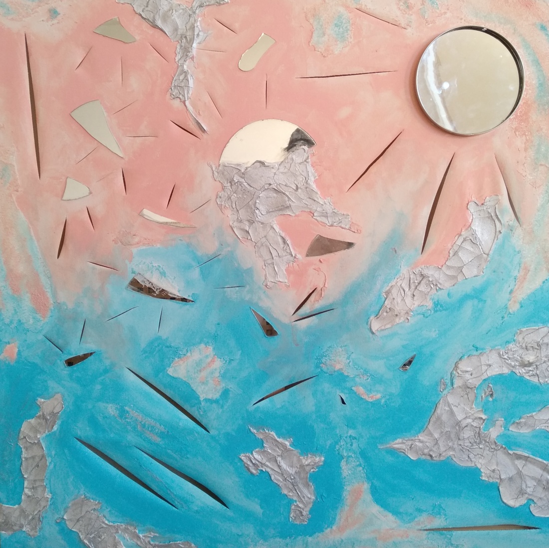 Emily Lucrezia_Untitled, Acrilico e collage su tela, 76.2x76.2 cm, 2018